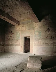 Das Grab von Khnumhotep III. mit Wandmalereien, die Khnumhotep und seine Frau beim Fischen und Jagen im Papyrussumpf zeigen, Mittleres Reich